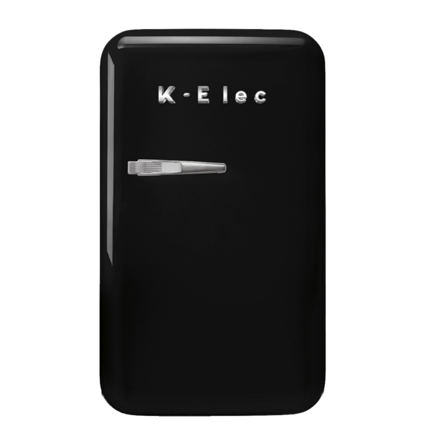 K-Elec Glossy Black SMEG Design Refrigerator- Premium Energy Saving Fridge with Elegant Vintage Finish