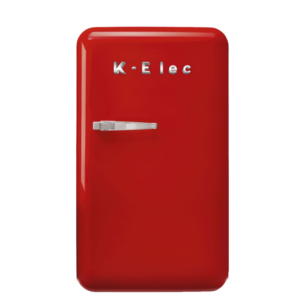 K-Elec Bright Red SMEG Design Refrigerator- Premium Energy Saving Fridge with Elegant Vintage Finish